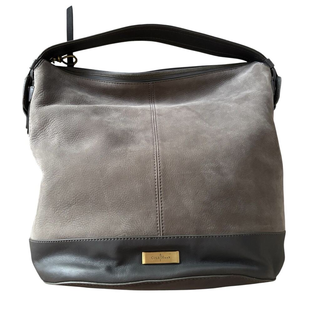 Coach Gray and Black Leather Hobo Bag